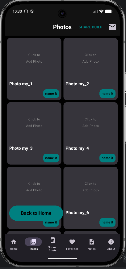 Showcases Page Screen
