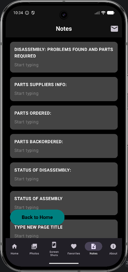 Favorites Page Screen